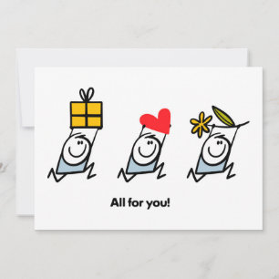 Cartão De Festividades Presente, coração e flor