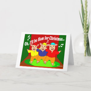 Cartão De Festividades Presente Cristão de Natal de Três Porcos