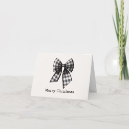 Cartão De Festividades Presente de Arco marcado com Gingham preto e branc