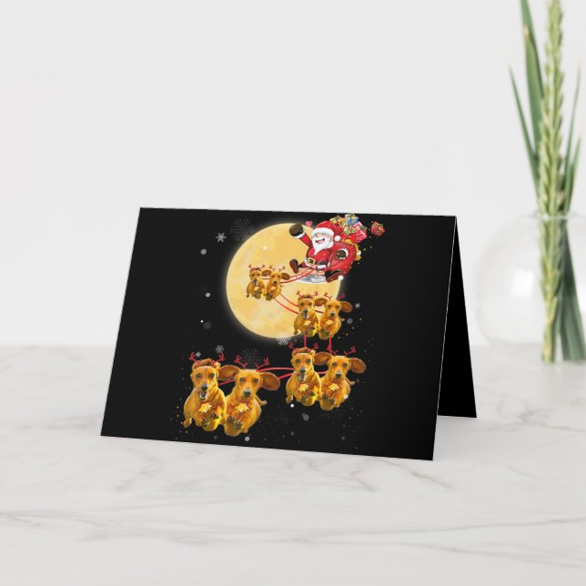 Cartão De Festividades Presente de Cão | Cão Engraçado de Natal Dachshund (Frente)