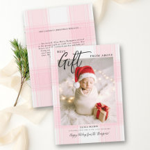 Presente de Cima Xadrez Rosa Natal Moderno Bebê