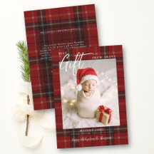Presente de Cima Xadrez Vermelho Natal Moderno Beb