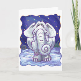 Cartão De Festividades Presente de Elefante Branco Bonito
