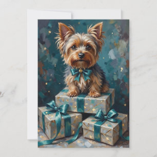 Cartão De Festividades Presente de Férias de Cão Elegante Yorkshire Terri