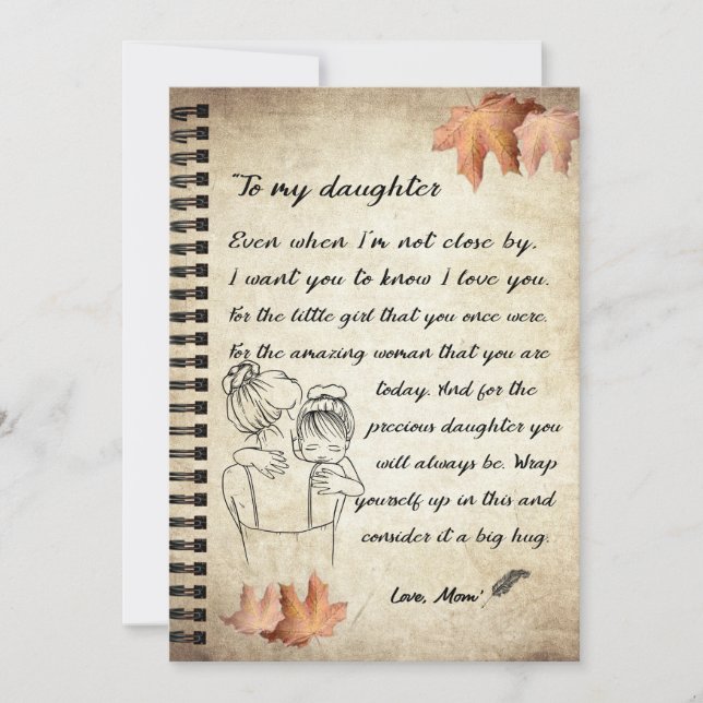 Cartão De Festividades Presente de Filha | Carta À Minha Filha Da Mãe (Frente)