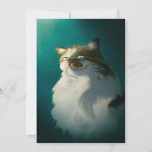 Cartão De Festividades Presente de Gato Astuto Fofo Gato Engraçado para
