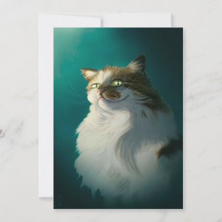 Cartão De Festividades Presente de Gato Astuto Fofo| Gato Engraçado para 