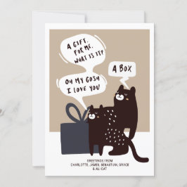 Cartão De Festividades Presente de Gato Engraçado (ideal para muitas ocas