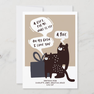 Cartão De Festividades Presente de Gato Engraçado (ideal para muitas ocas