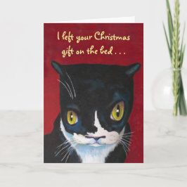 Cartão De Festividades Presente de Natal de Gato