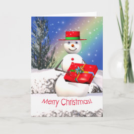 Cartão De Festividades Presente de Natal de Snowman