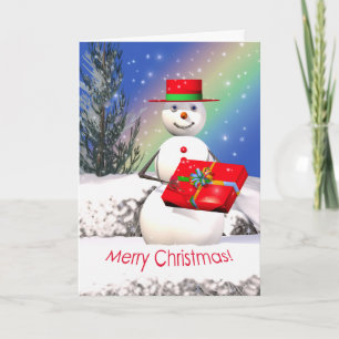 Cartão De Festividades Presente de Natal de Snowman
