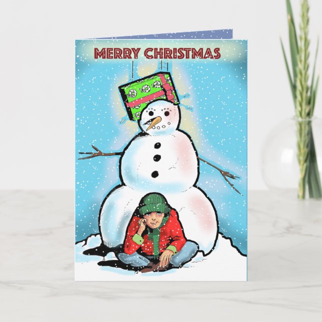 Cartão De Festividades PRESENTE DE NATAL DE SURPRESA por Slipperywindow (Frente)