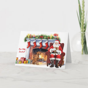 Cartão De Festividades Presente de Natal do Cão Vizsla no Natal