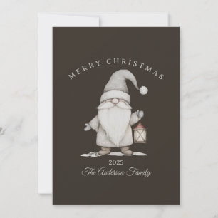 Cartão De Festividades Presente de Natal gnomo sênior prata creme persona