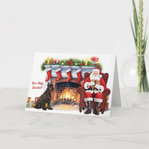 Cartão De Festividades Presente de Papai Noel Bouvier des Flandres Cachor