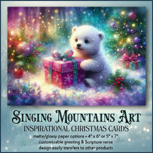 Cartão De Festividades Presente de salvação KJV Verse Cute Bear Natal