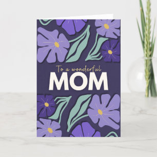Cartão De Festividades Presente do Dia das Mães Floral Roxo - Para Mamãe