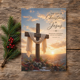 Cartão De Festividades Presente do Natal é Jesus Cruz Cristã