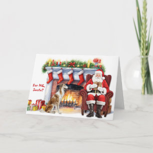Cartão De Festividades Presente do Papai Noel Borzoi Hound Dog Natal