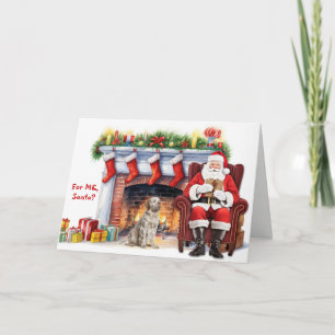 Cartão De Festividades Presente do Papai Noel Clumber Spaniel Cachorro Na