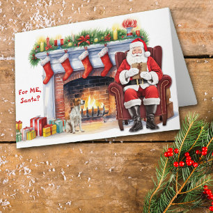 Cartão De Festividades Presente do Papai Noel Jack Russell Terrier Cachor