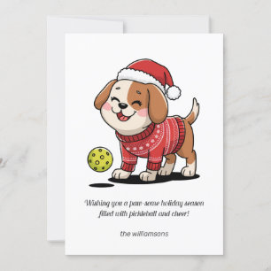 Cartão De Festividades Presente Engraçado de Pickleball de Natal Cachorro