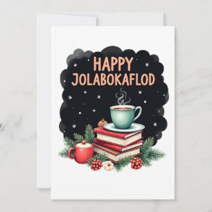 Cartão De Festividades Presente Feliz Jolabokaflod Celebração em Família