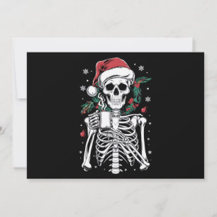 Cartão De Festividades Presente no café de Natal do Skeleton do Dentro mo