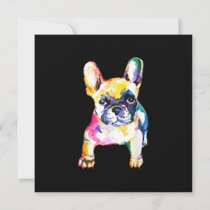 Cartão De Festividades Presente para Bulldog Francês com Aquarela Origin