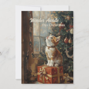 Cartão De Festividades Presentes de Árvore de Gatinhos Antigos Feliz Nata
