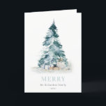 Cartão De Festividades Presentes de Árvore de Natal de Pinheiro Aqua Snow<br><div class="desc">Se precisar de mais alguma personalização,  por favor,  sinta-se à vontade para me enviar uma mensagem em yellowfebstudio@gmail.com.</div>