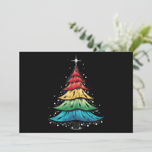 Cartão De Festividades Presentes de Árvore de Natal do Orgulho LGBTQ Gay (Em pé/Frente)
