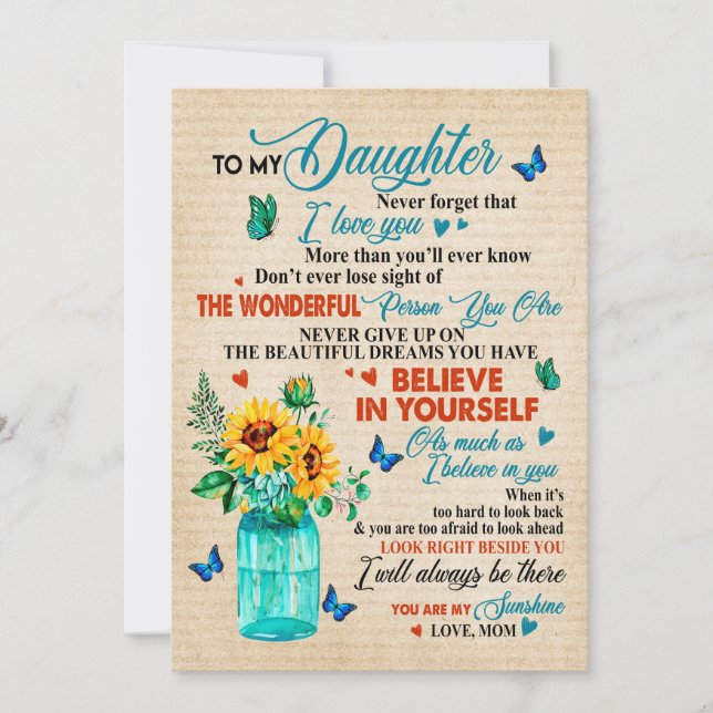 Cartão De Festividades Presentes de Filha | Carta À Minha Filha Da Mãe (Frente)