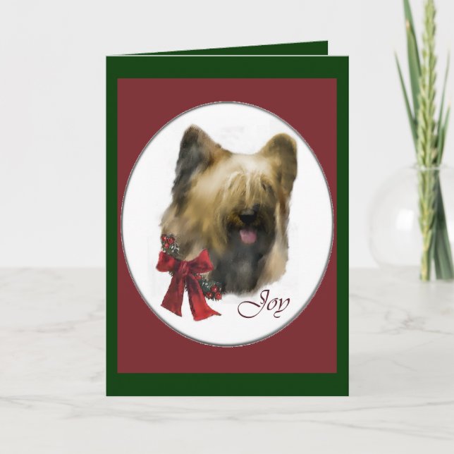 Cartão De Festividades Presentes de Natal Briard (Frente)