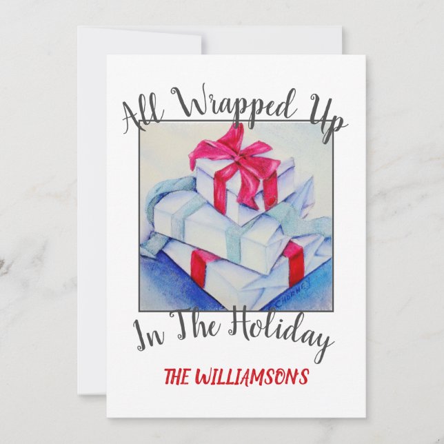 Cartão De Festividades Presentes de Natal com foto (Frente)