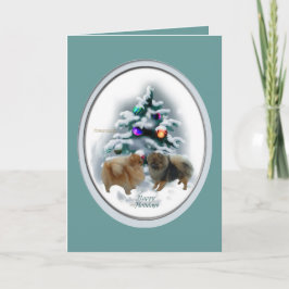 Cartão De Festividades Presentes de Natal da Pomerânia