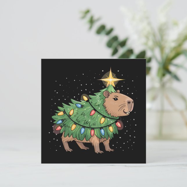 Cartão De Festividades Presentes de Natal de Capivara Capivara Árvore de  (Em pé/Frente)