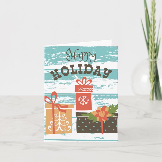 Cartão De Festividades Presentes de Natal de Férias Felizes (Frente)