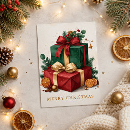 Cartão De Festividades Presentes de Natal de Luxo Feliz Natal Férias