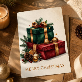 Cartão De Festividades Presentes de Natal de Luxo Feliz Natal Férias