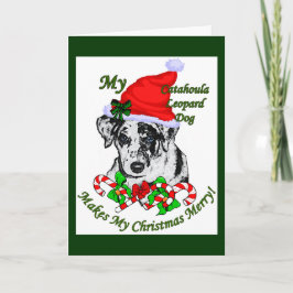 Cartão De Festividades Presentes de Natal do Cão-Leopardo Catahoula