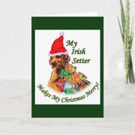 Cartão De Festividades Presentes de Natal do Setter Irlandês