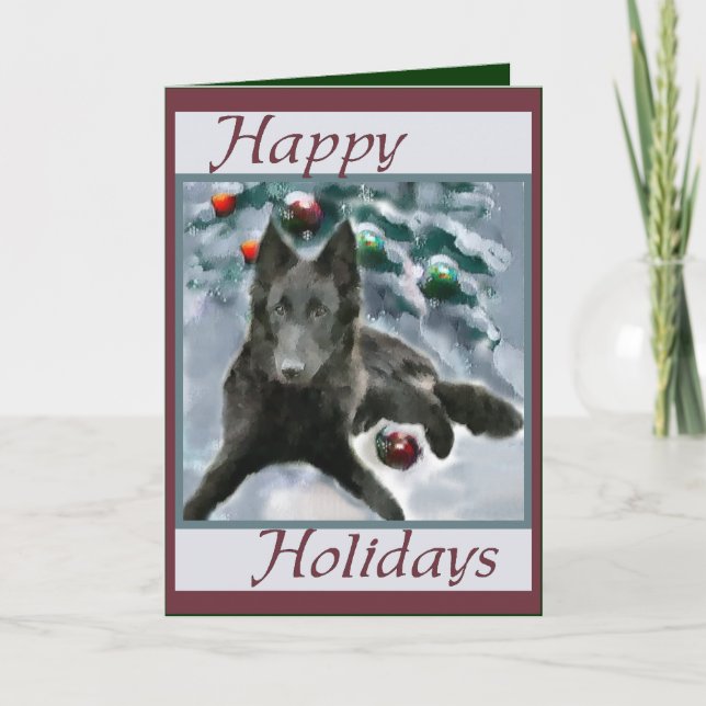 Cartão De Festividades Presentes de Natal em Sheepdog Belgas (Frente)