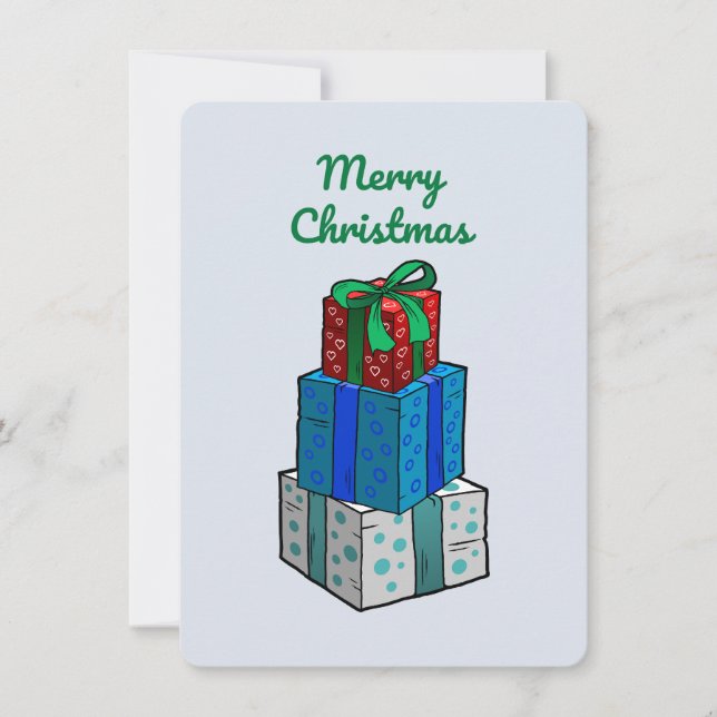 Cartão De Festividades Presentes de Natal embrulhados (Frente)