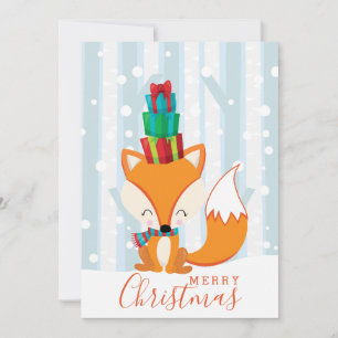 Cartão De Festividades Presentes de Natal Fox Apresenta Diversão de Desen
