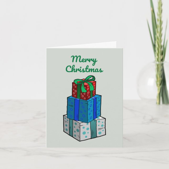 Cartão De Festividades Presentes de Natal Molhados (Frente)