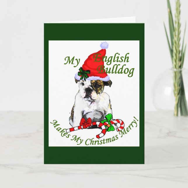 Cartão De Festividades Presentes de Natal para Bulldog Inglês (Frente)