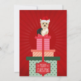 Cartão De Festividades Presentes de Natal para Yorkie Feliz Natal Cachorr