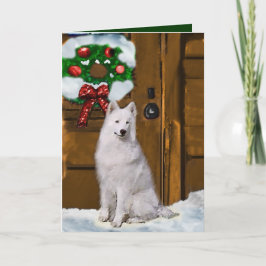 Cartão De Festividades Presentes de Natal Samoyed